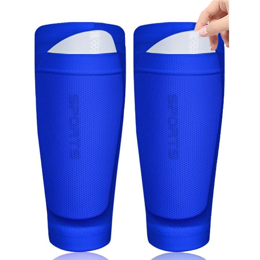 2 Pairs Soccer Shin Guard Sock Red Size L
