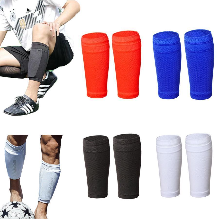 2 Pairs Soccer Shin Guard Sock Blue Size M