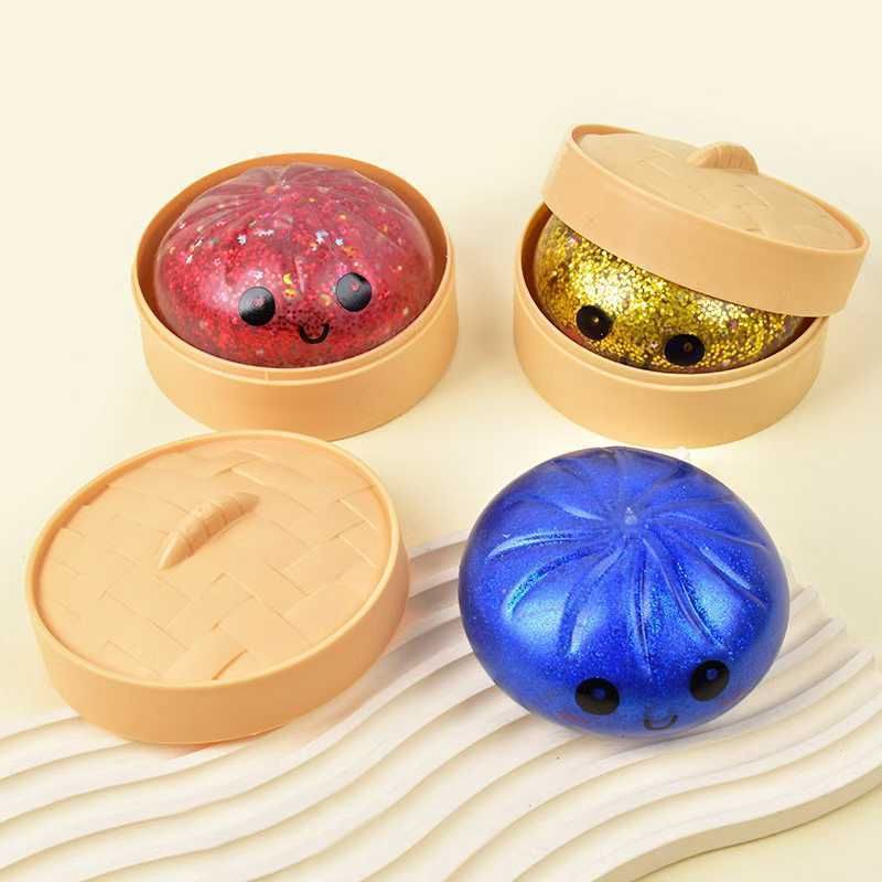 6Pcs Glitter Cute 5.5cm Bun Squishy Anxiety Relief Toy