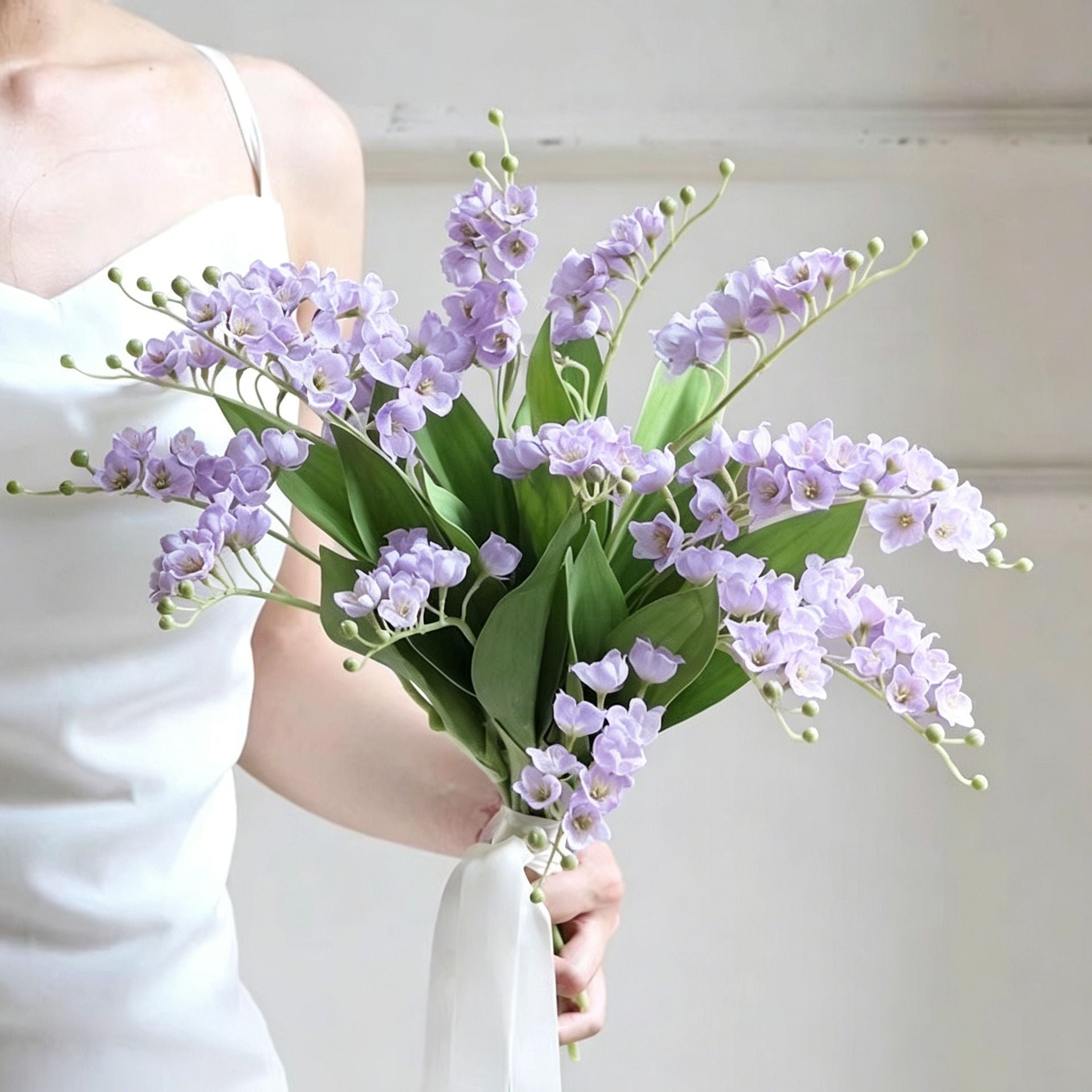 Artificial Purple Lily of The Valley, Dreamy Decor, 5 Pack