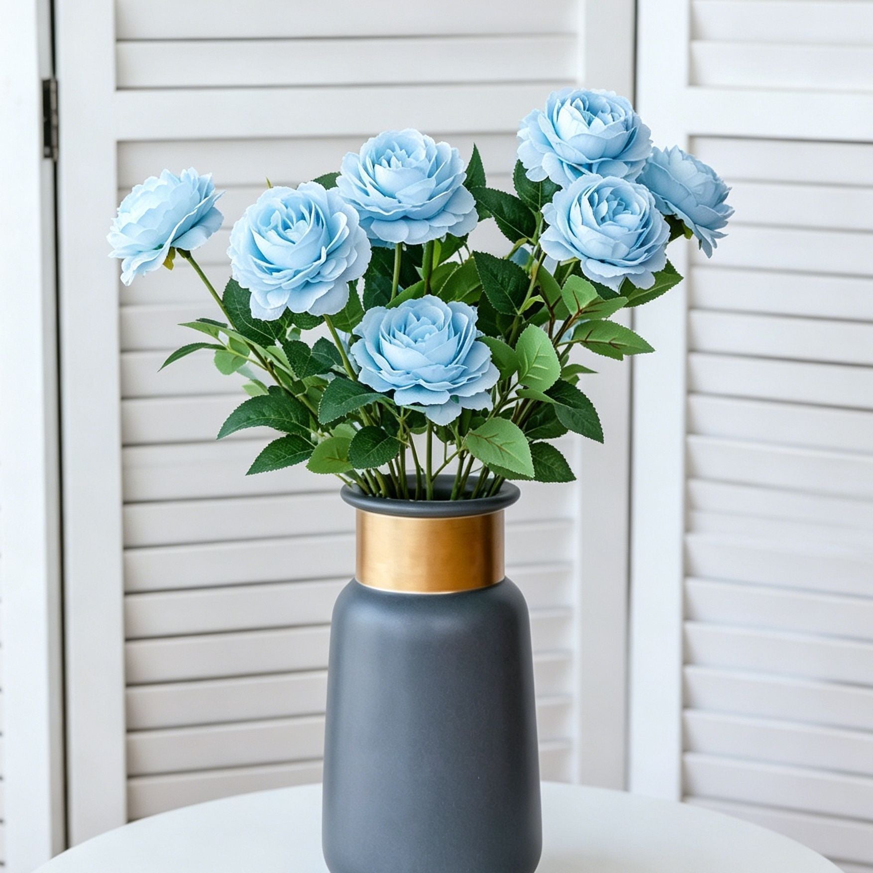 Artificial Blue French Peony, Fresh Decor, 3 Pack