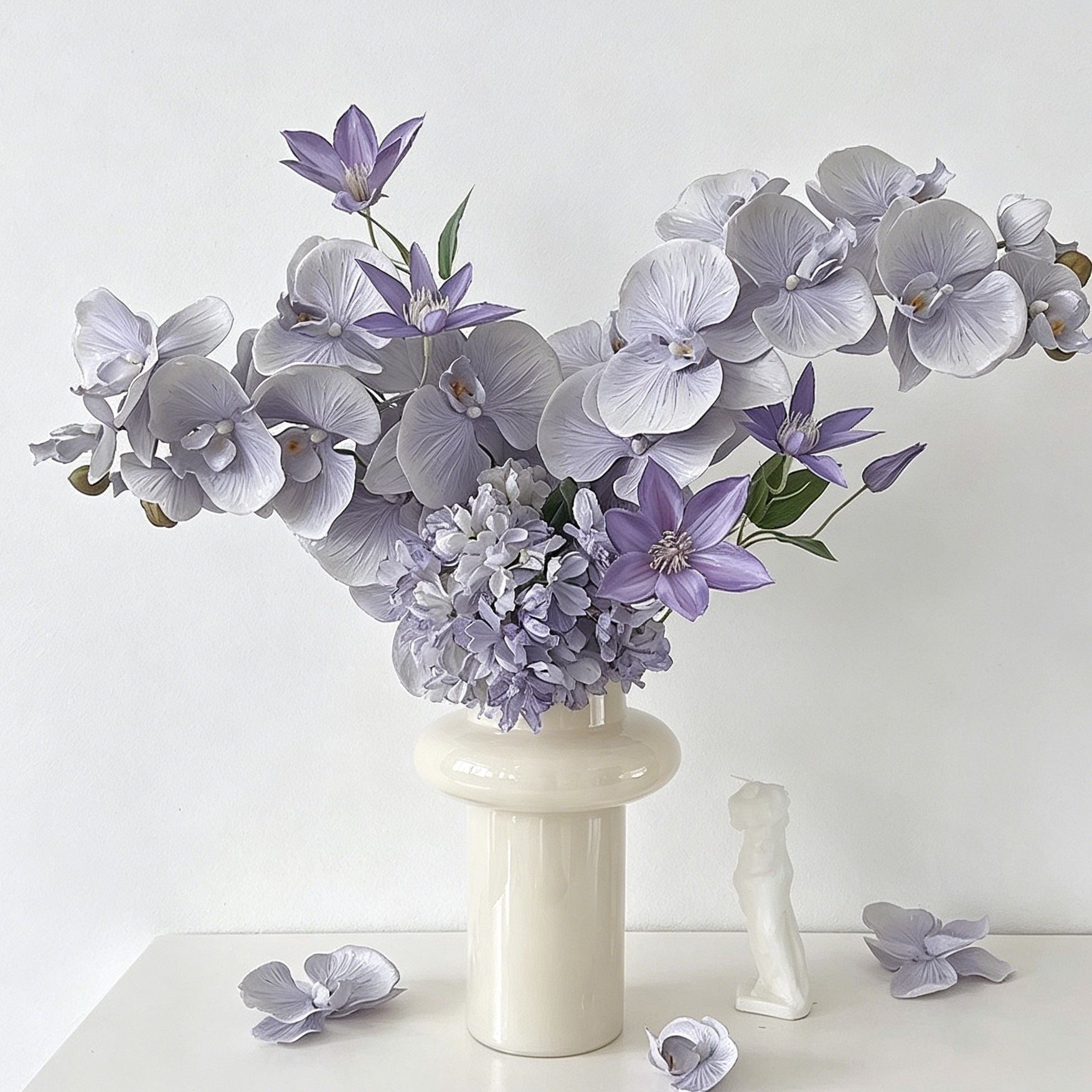 Artificial Oil Painting Phalaenopsis, Light Purple, 1 Pack