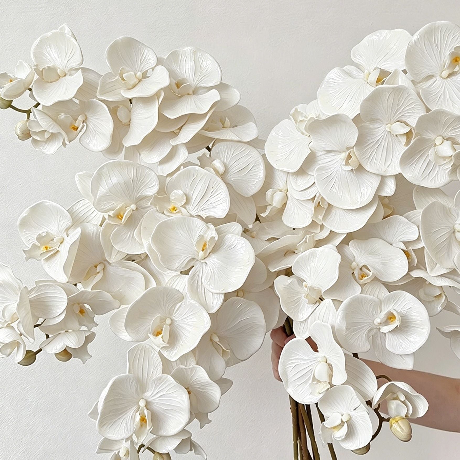 Artificial Oil Painting Phalaenopsis, Jade White, 1 Pack