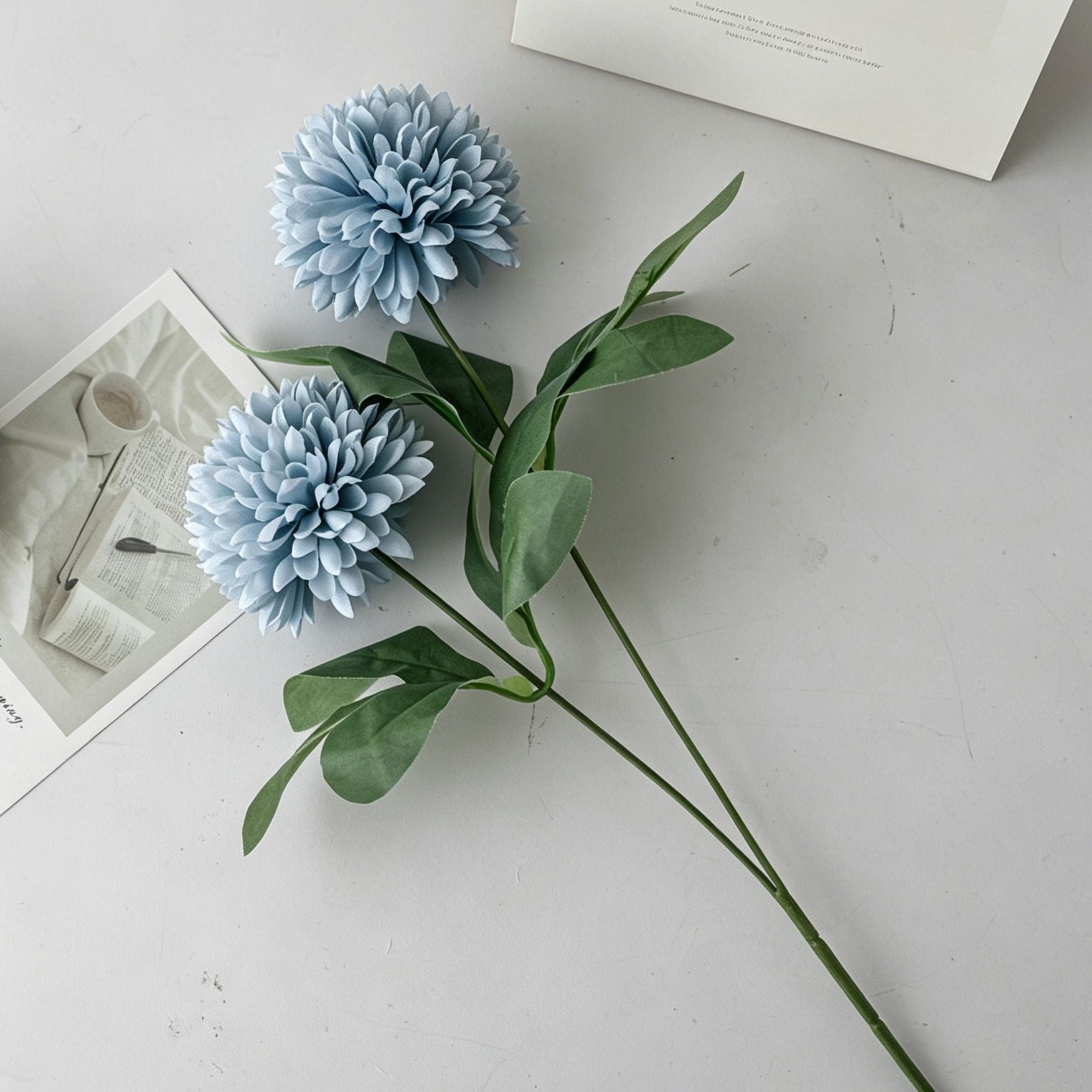 Artificial Hydrangea, Blue Calming Decor, 3 Pack