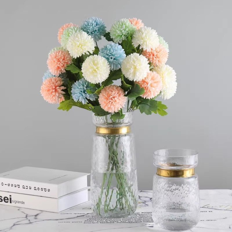 Artificial Hydrangea, Blue Calming Decor, 7 Pack