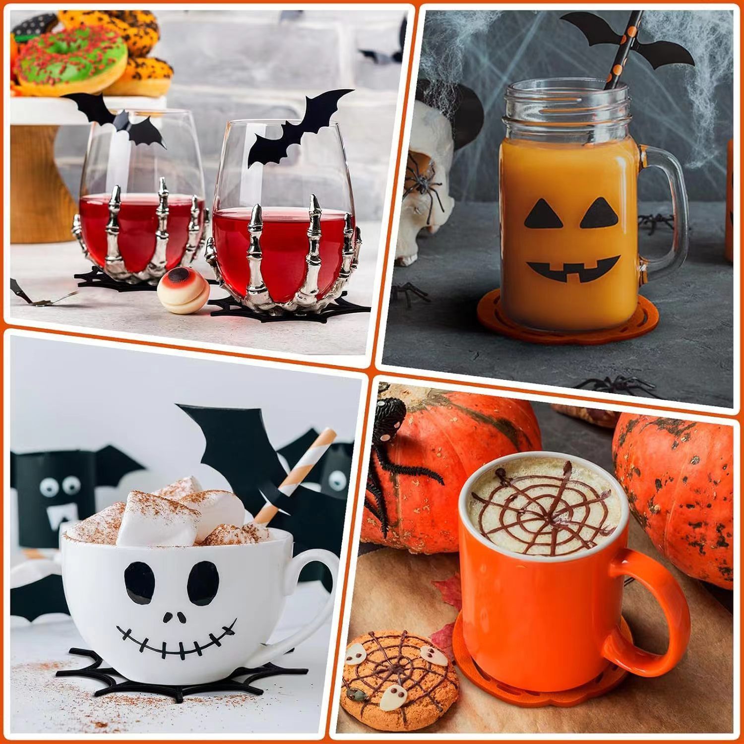 5pk Felt Spider Web Halloween Coasters Table Decor Mats
