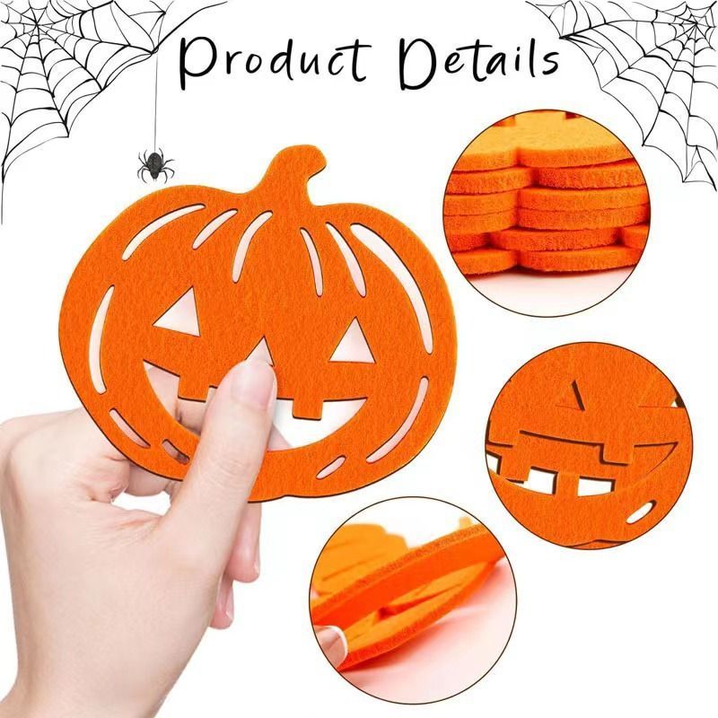 5pk Felt Spider Web Halloween Coasters Table Decor Mats