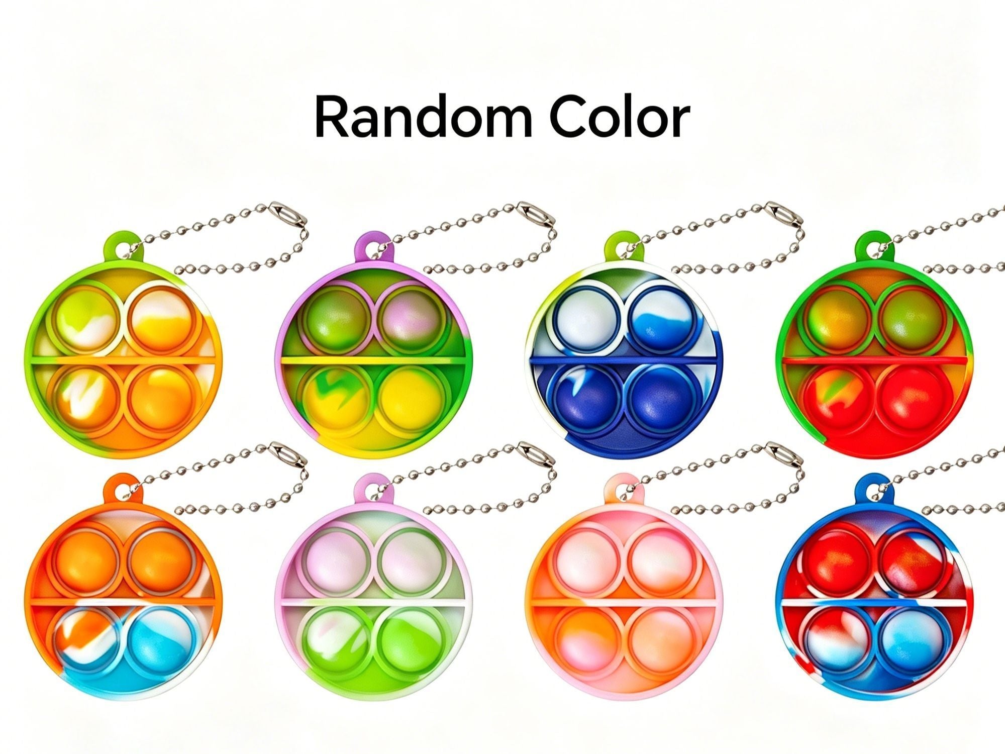 8pk 5cm Square Pop It Fidget Keychain