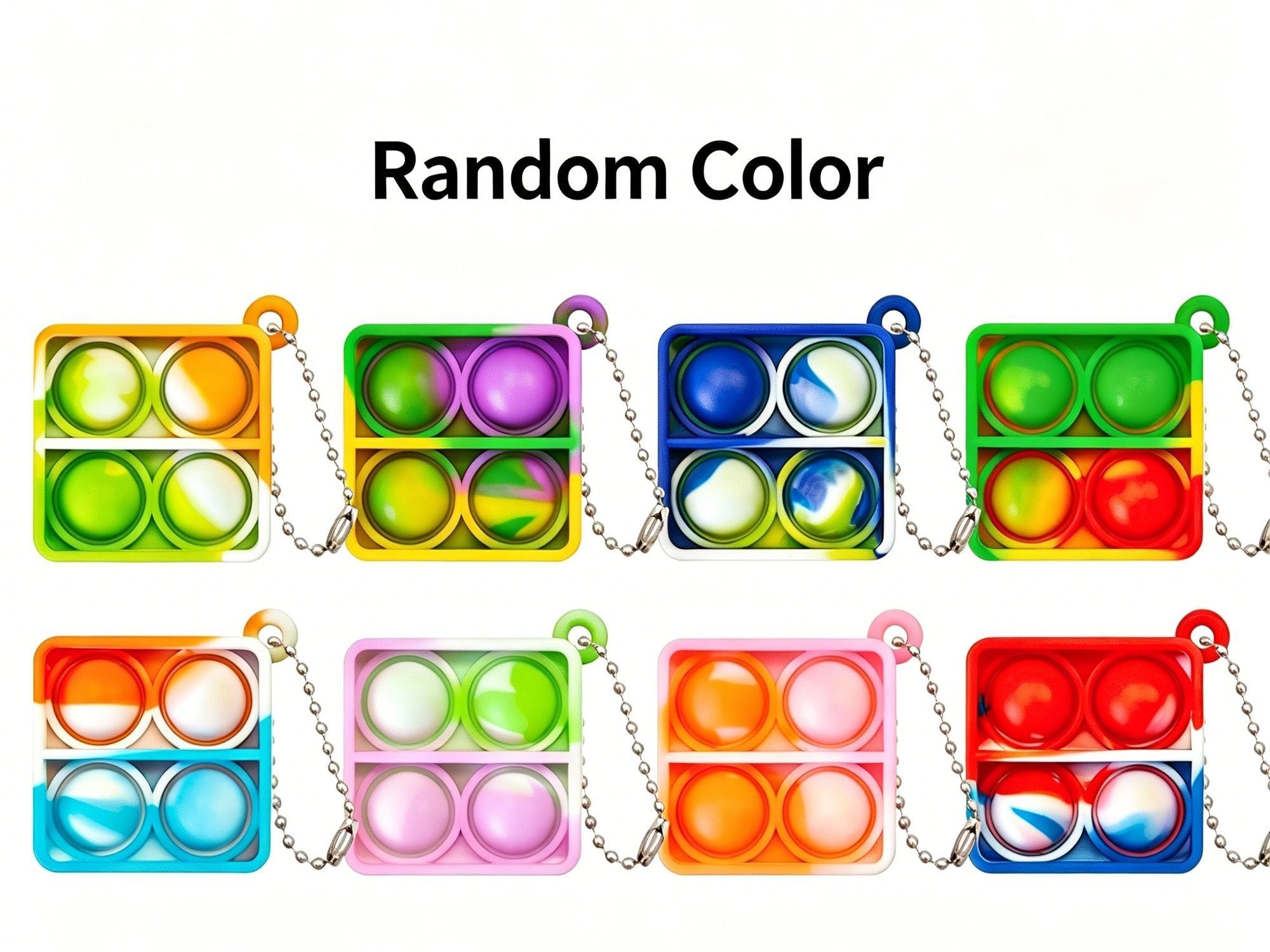 8pk 5cm Round Pop It Fidget Keychain