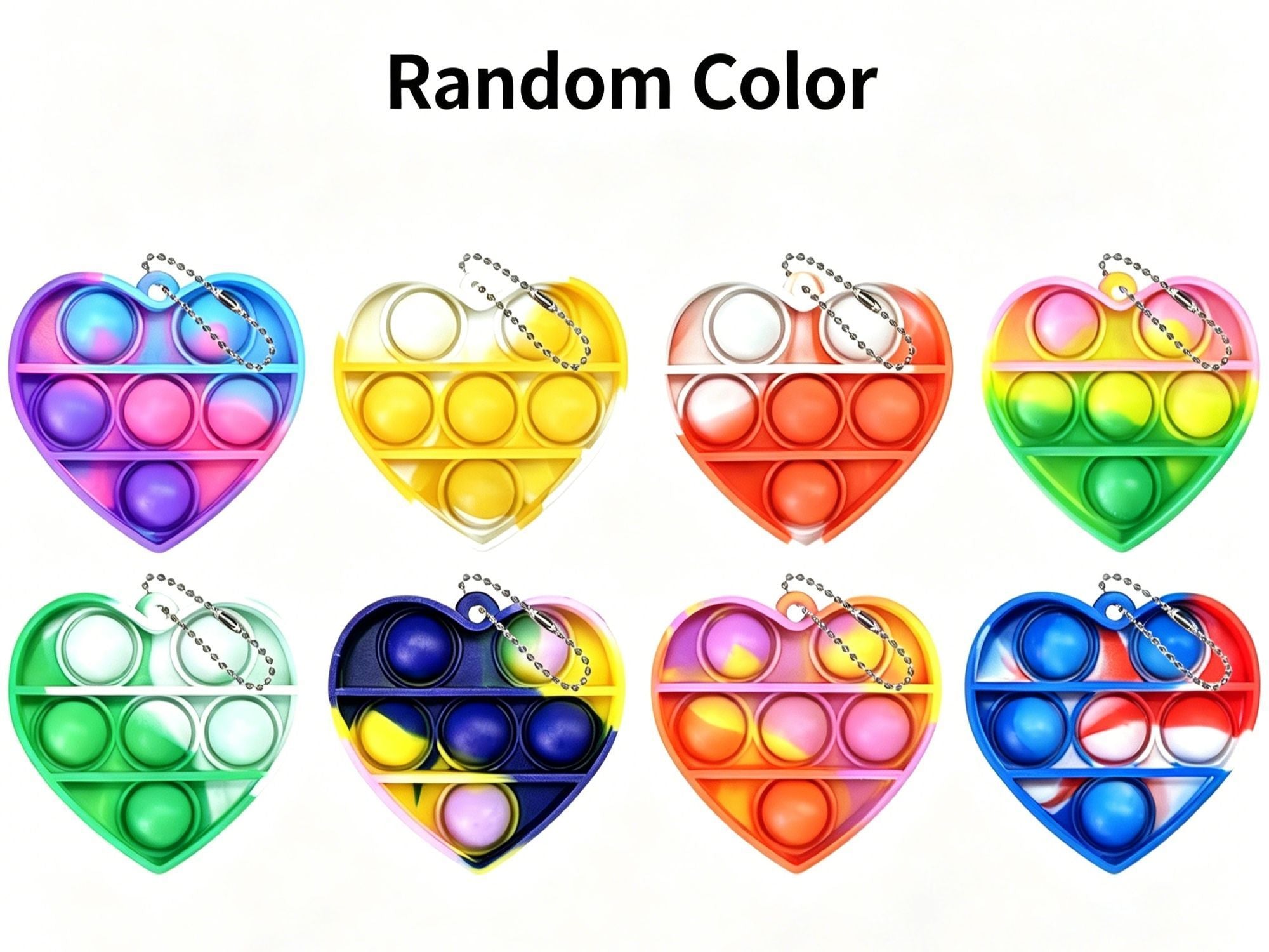 8pk 5cm Round Pop It Fidget Keychain