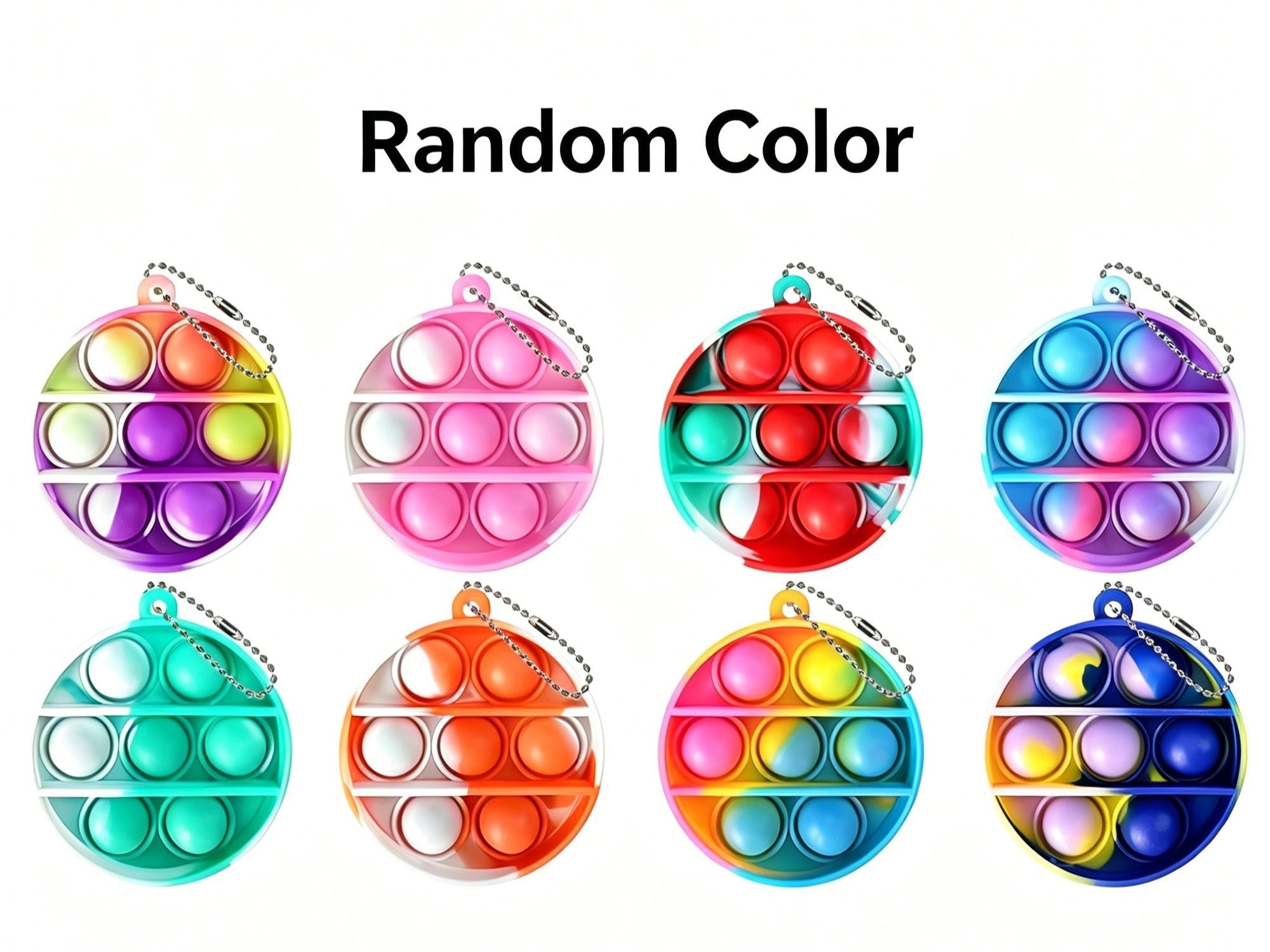 8pk 3cm Square Pop It Fidget Keychain