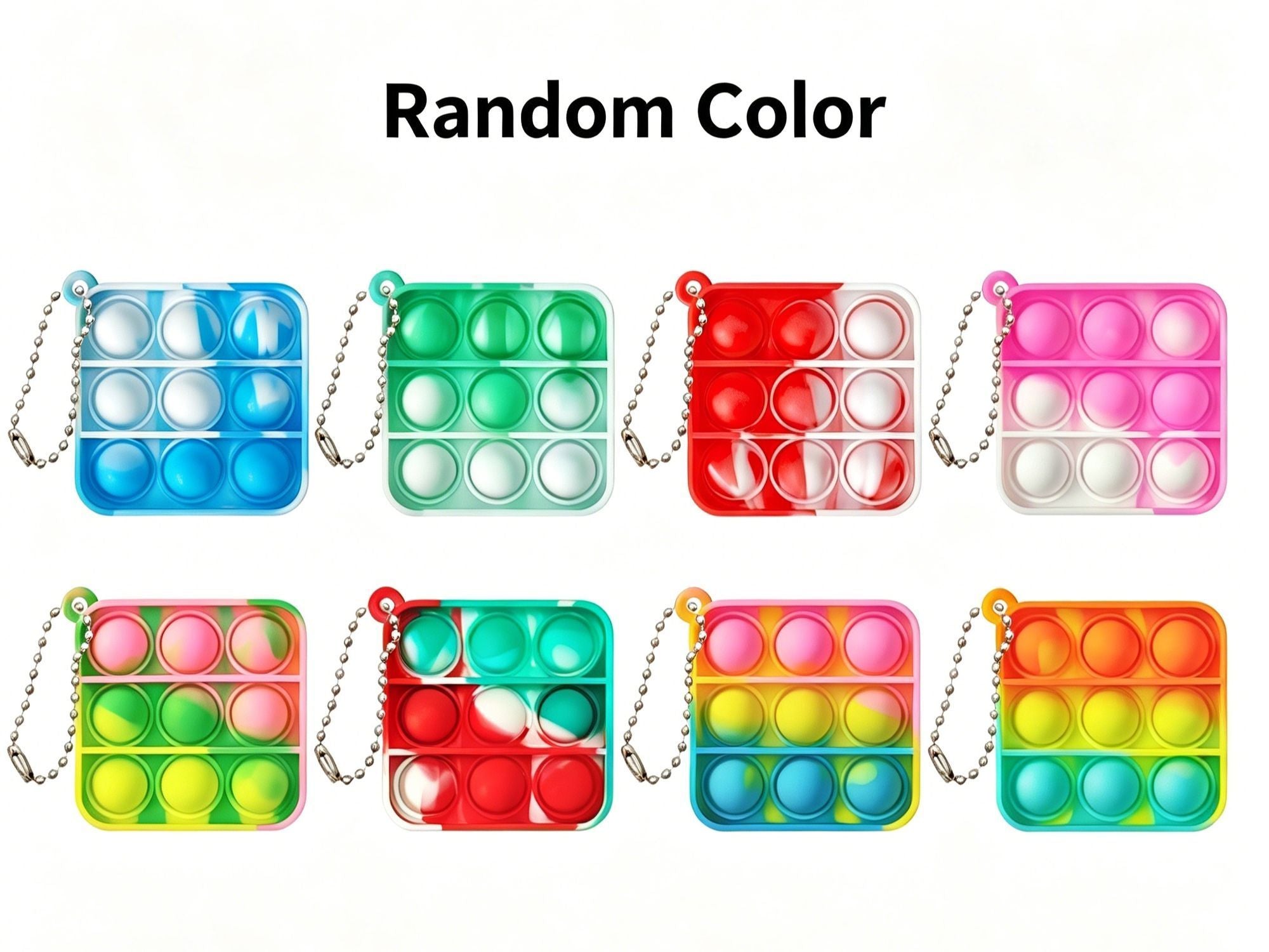 48pk Assorted Mixed Size Pop It Fidget Keychains