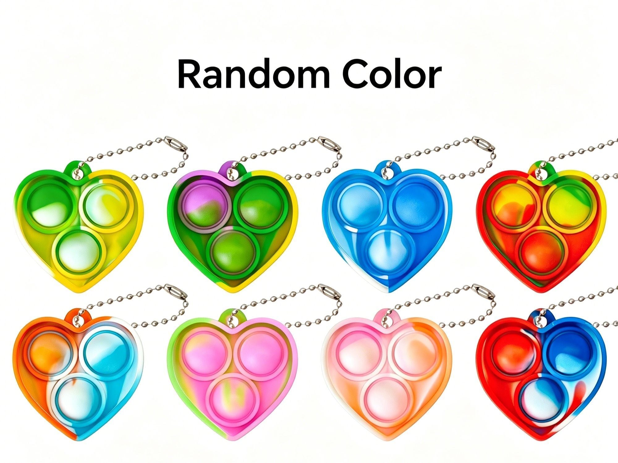 48pk Assorted Mixed Size Pop It Fidget Keychains