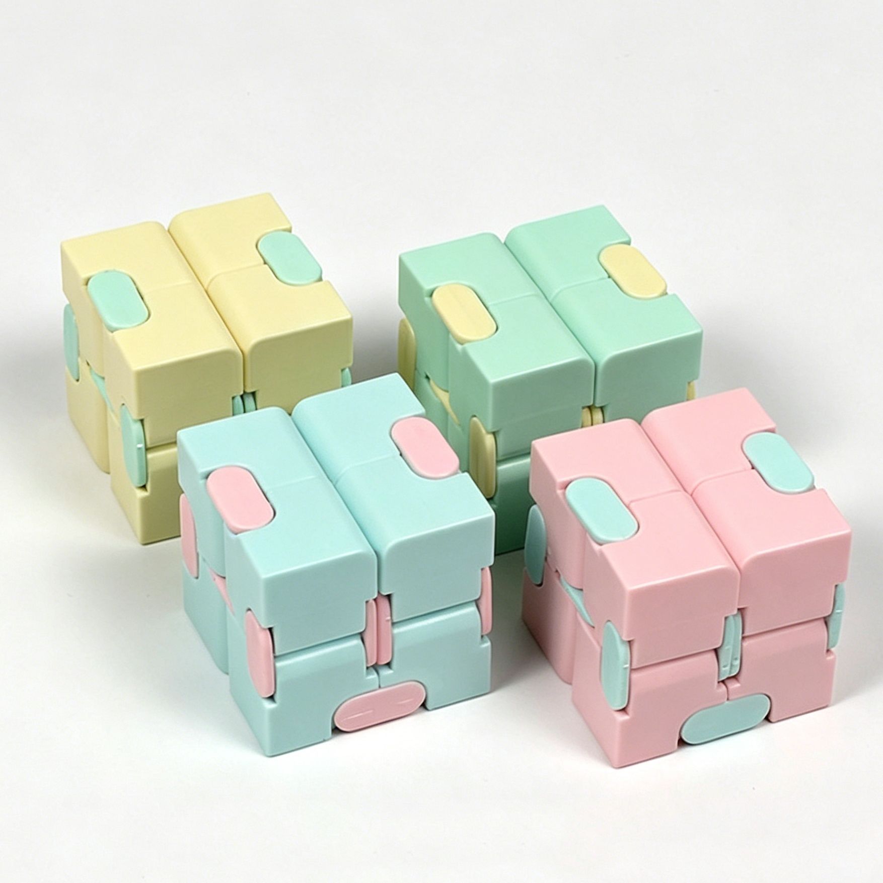 1pk Pastel Yellow Infinity Cube Fidget Toy Gift Box