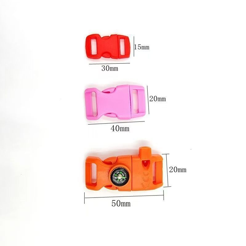 4pk Fluorescent Green Multi Survival Paracord Buckle Flint Whistle Compass