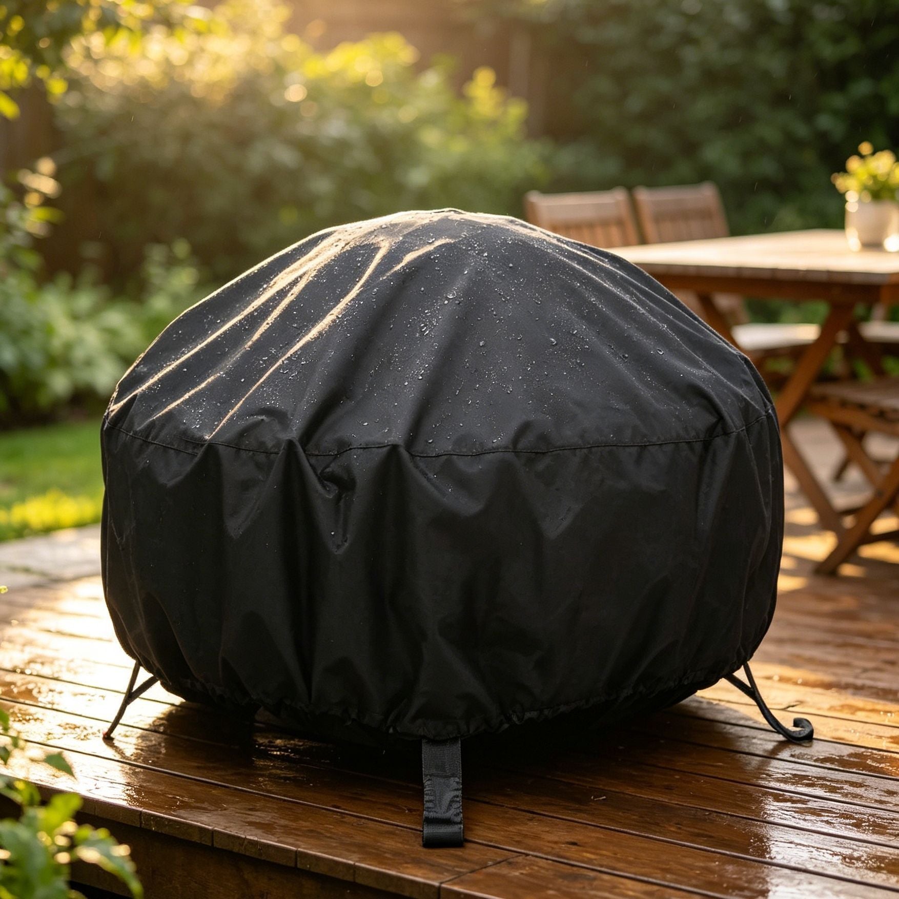 Durable Waterproof Fire Pit Cover Black 92x51cm
