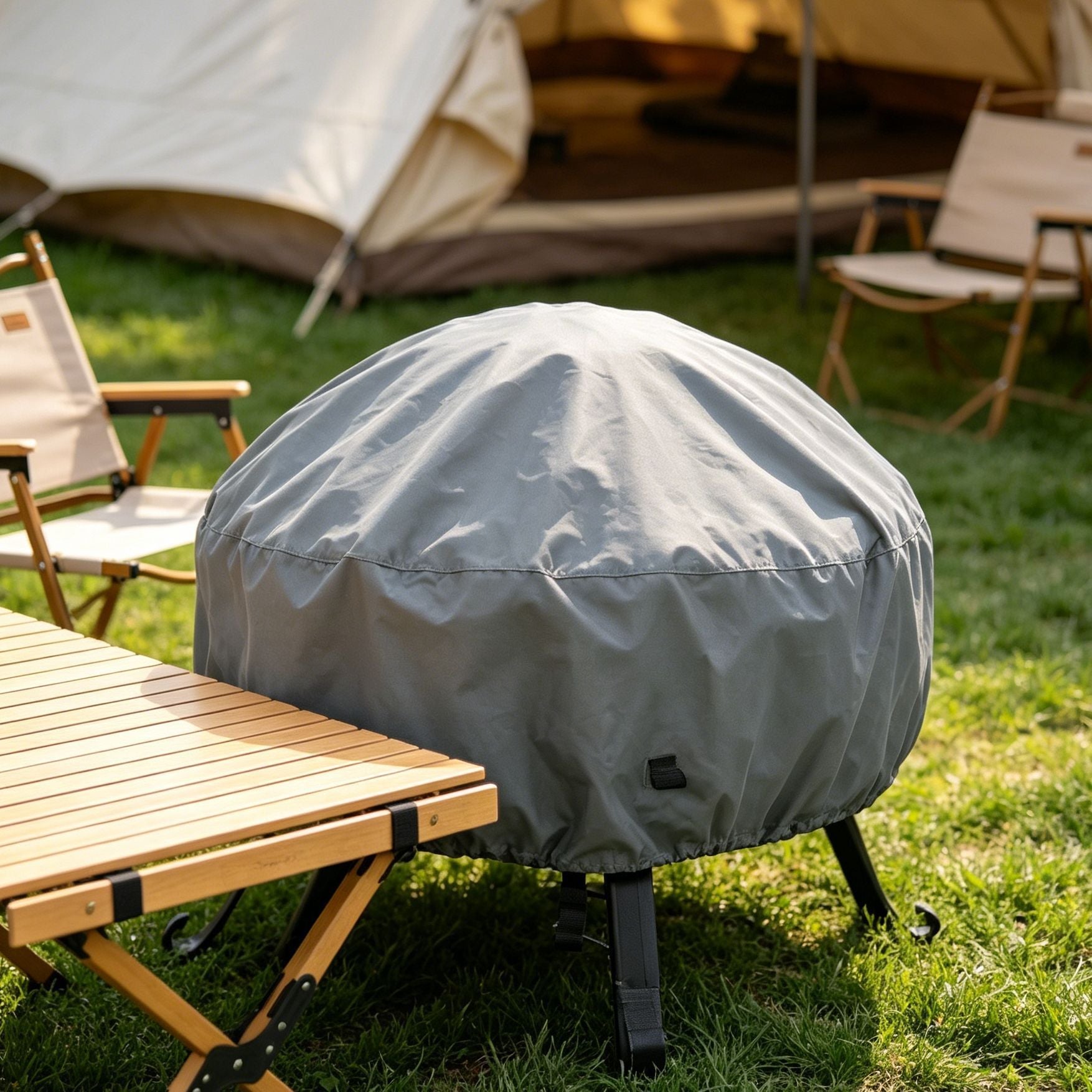 Weather Resistant Safe Fire Pit Cover Slate Grey 77x31cm