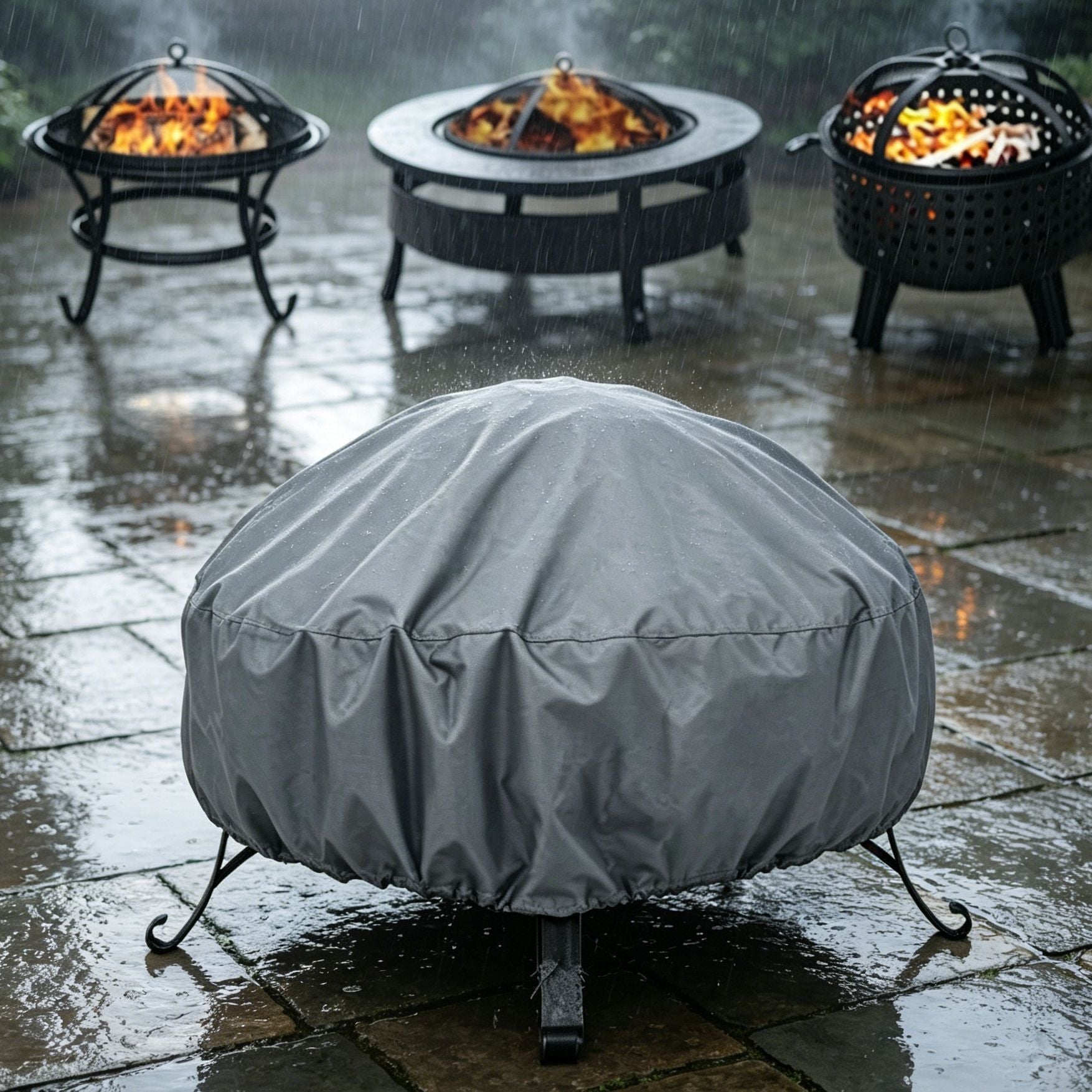 Weather Resistant Safe Fire Pit Cover Slate Grey 77x31cm