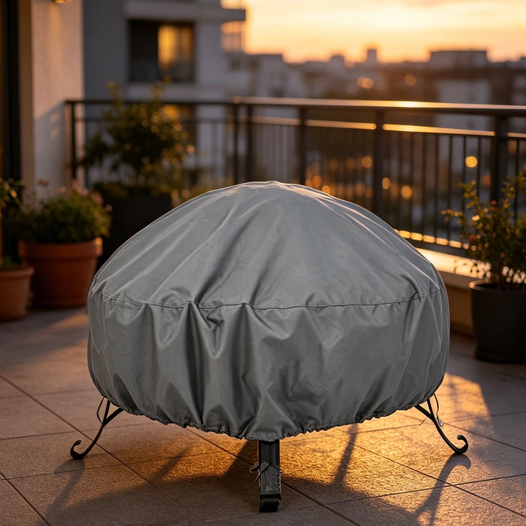 Weather Resistant Safe Fire Pit Cover Slate Grey 85x40cm