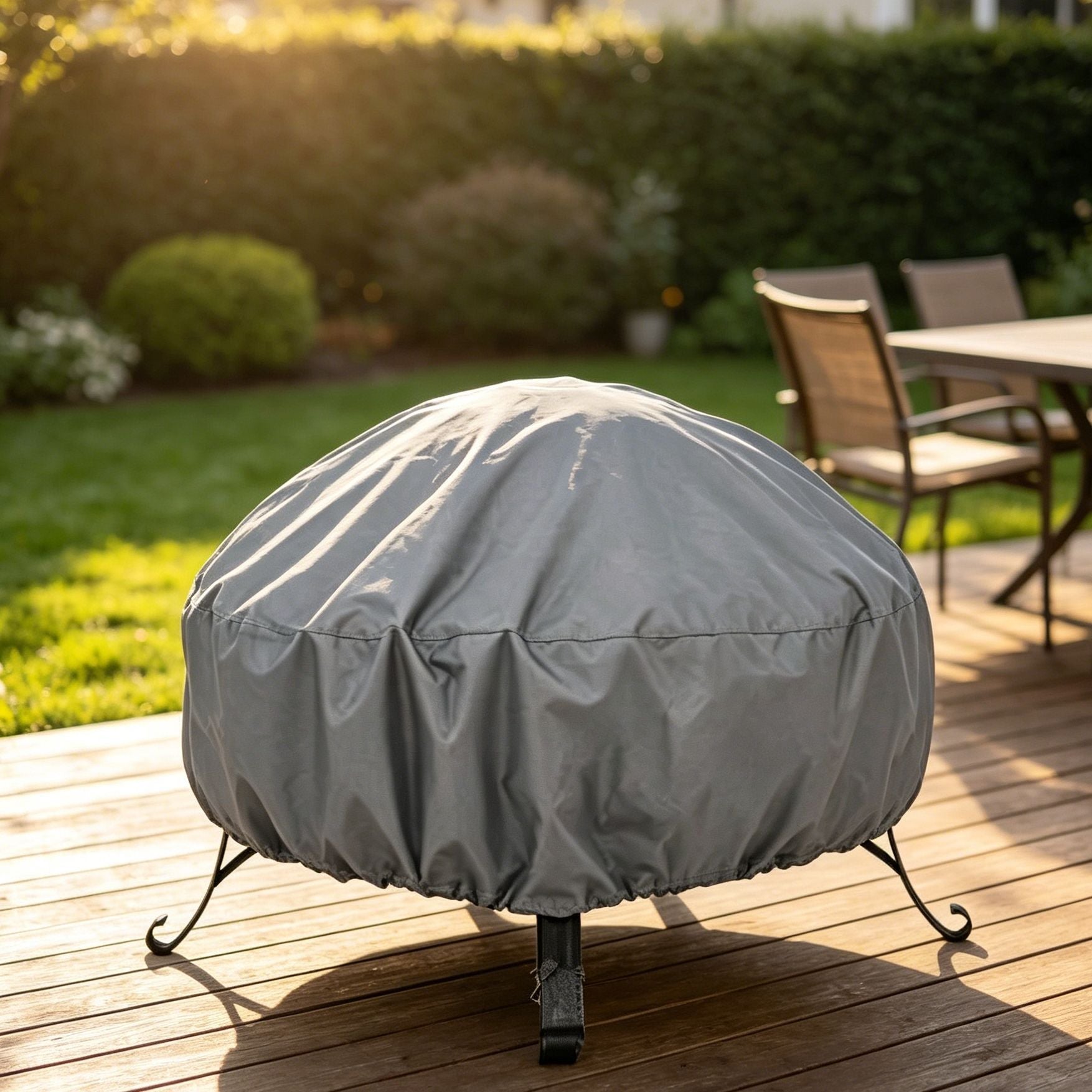 Weather Resistant Safe Fire Pit Cover Slate Grey 92x51cm