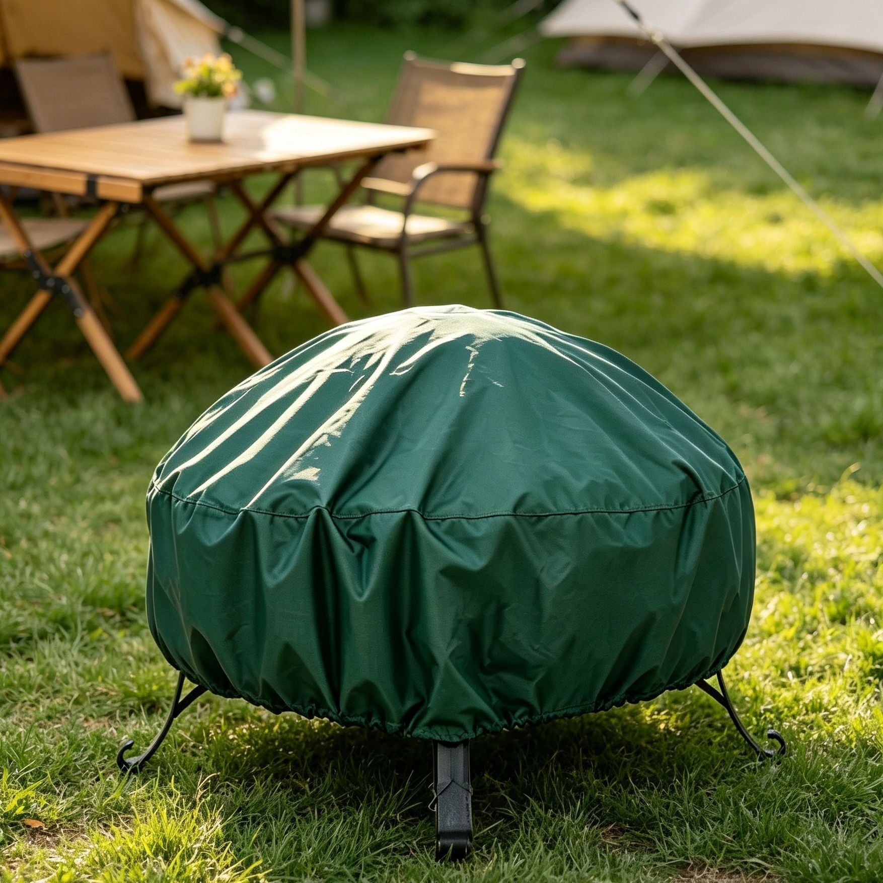 Long Lasting Protective Fire Pit Cover Green 92x51cm