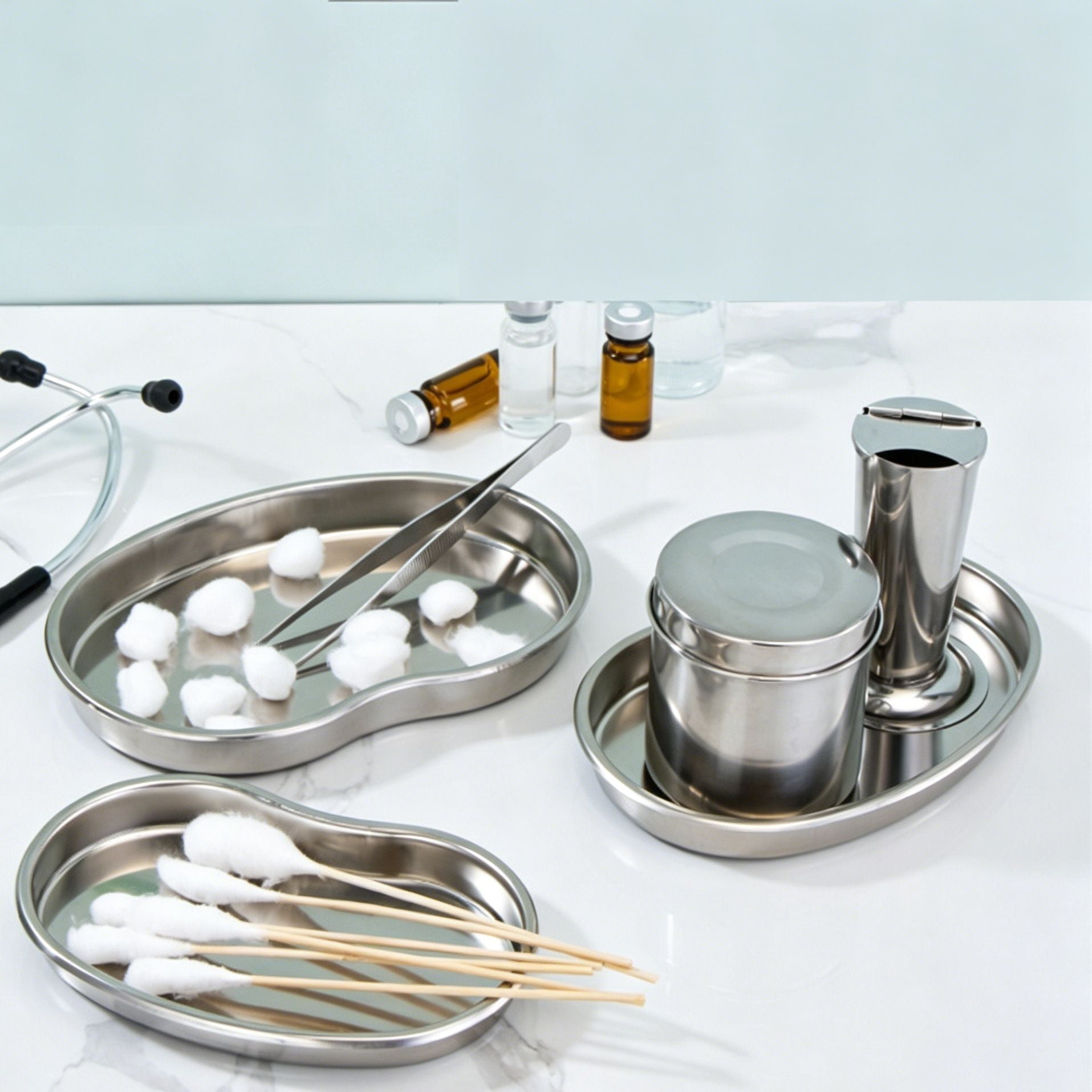 Deep Small Kidney Tray 304 Stainless Steel 2pcs