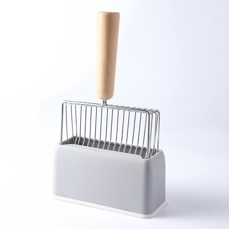 Grey Beech Wood Handle Litter Scoop Set