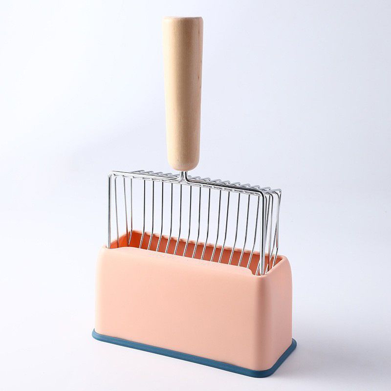 Pink Beech Wood Handle Litter Scoop Set