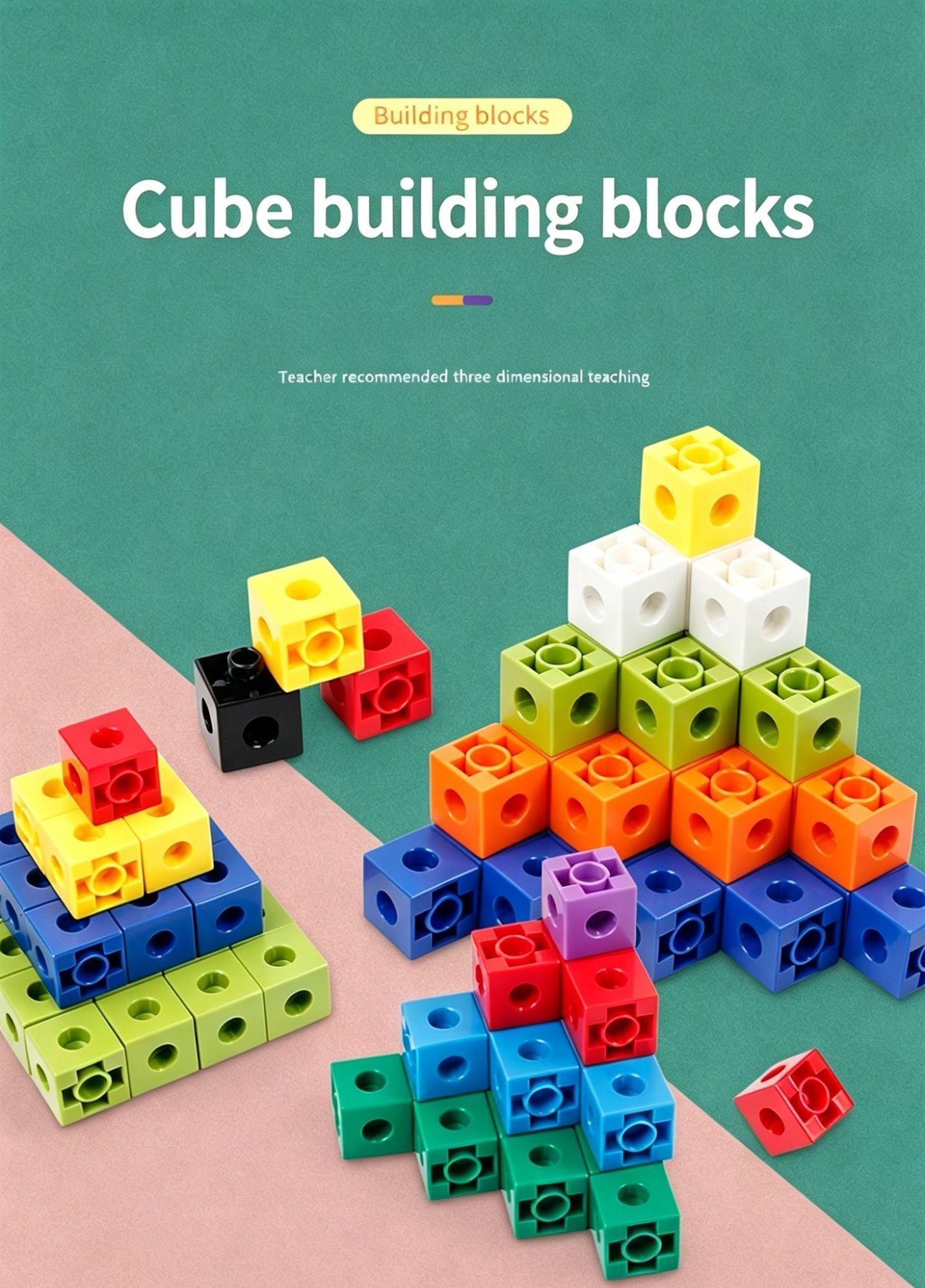 300pcs 10 Colors Mixed PP Square Building Blocks