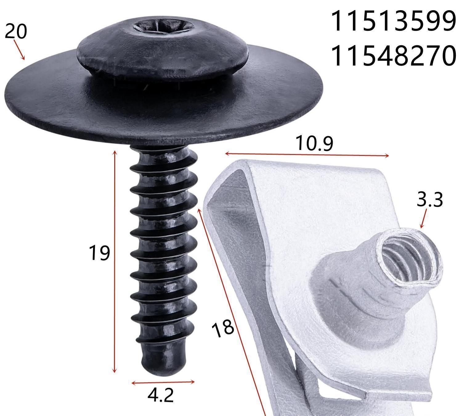 Car Bumper Screws & U Nuts 20PCS