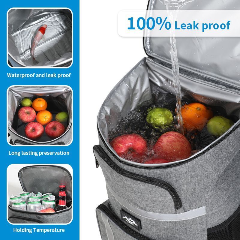 Outdoor Camping Insulated Cooler Backpack for Picnic Hiking Navy blue