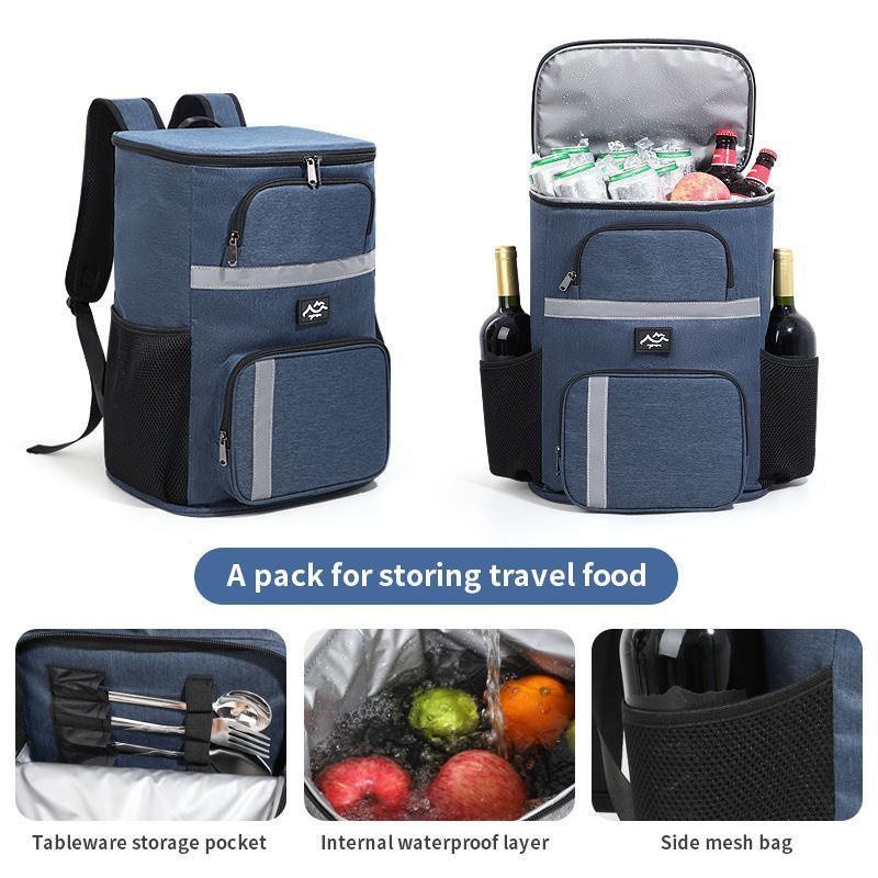 Outdoor Camping Insulated Cooler Backpack for Picnic Hiking Grey