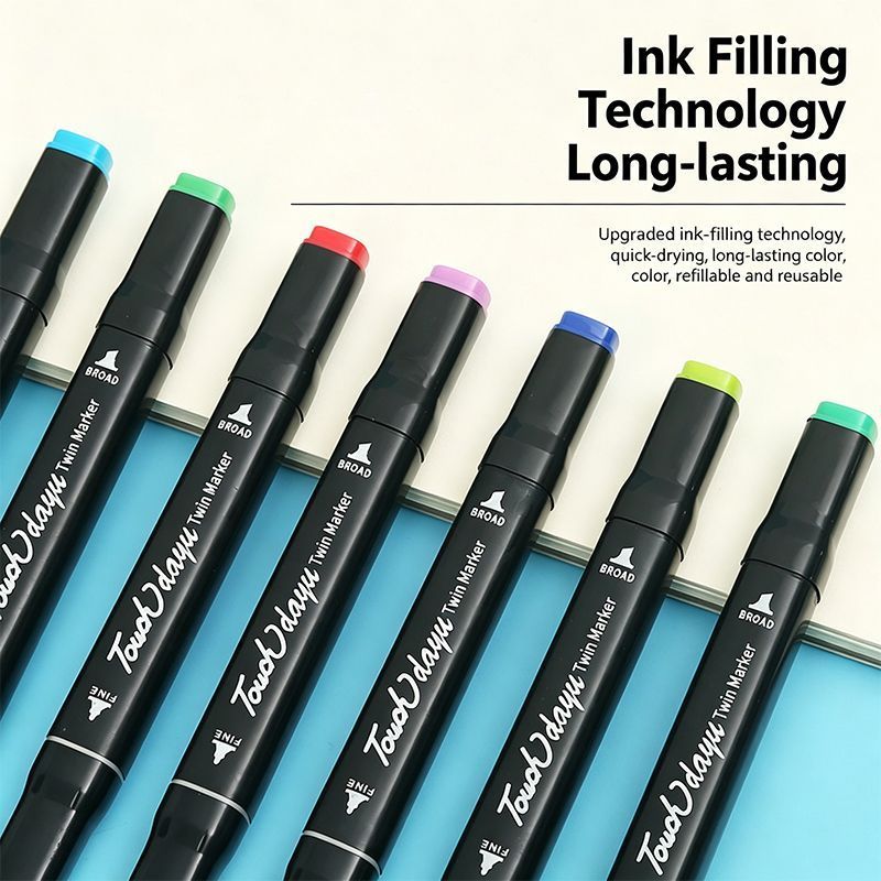 Dual Tip Quick Dry Marker Pens, Watercolor Coloring Drawing Marker Set
