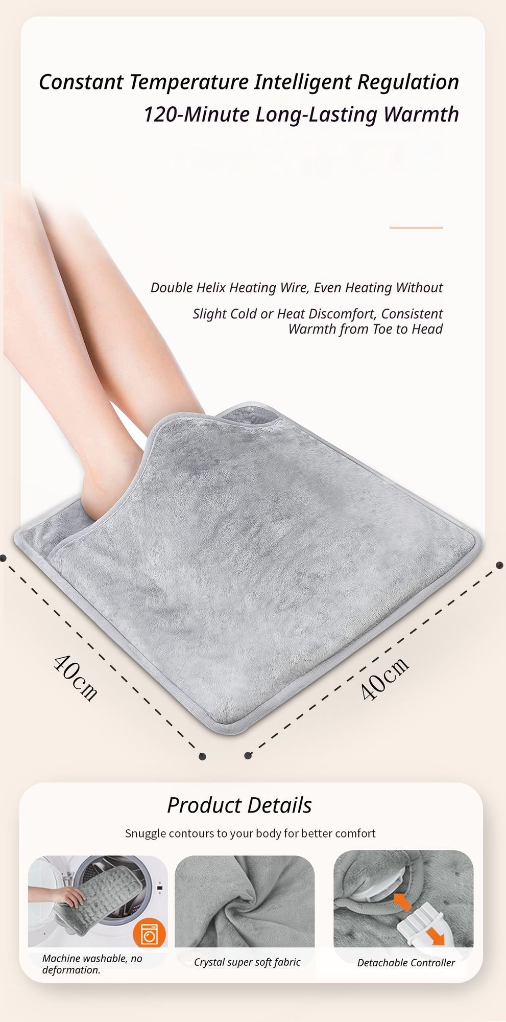 Electric Foot Warmer Mat 6 Heat Settings
