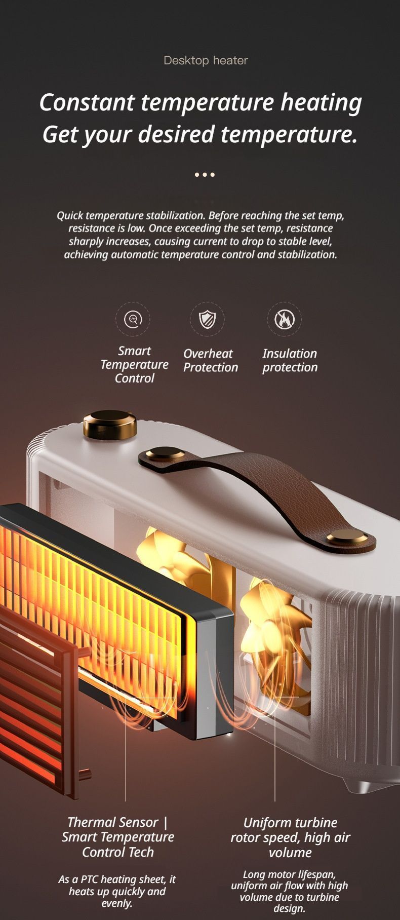 White Desktop Space Heater 03