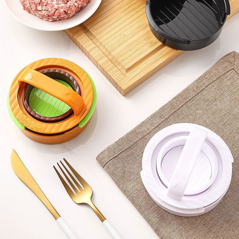 4Pcs Round Hamburger Patty Press Maker Tool Set black