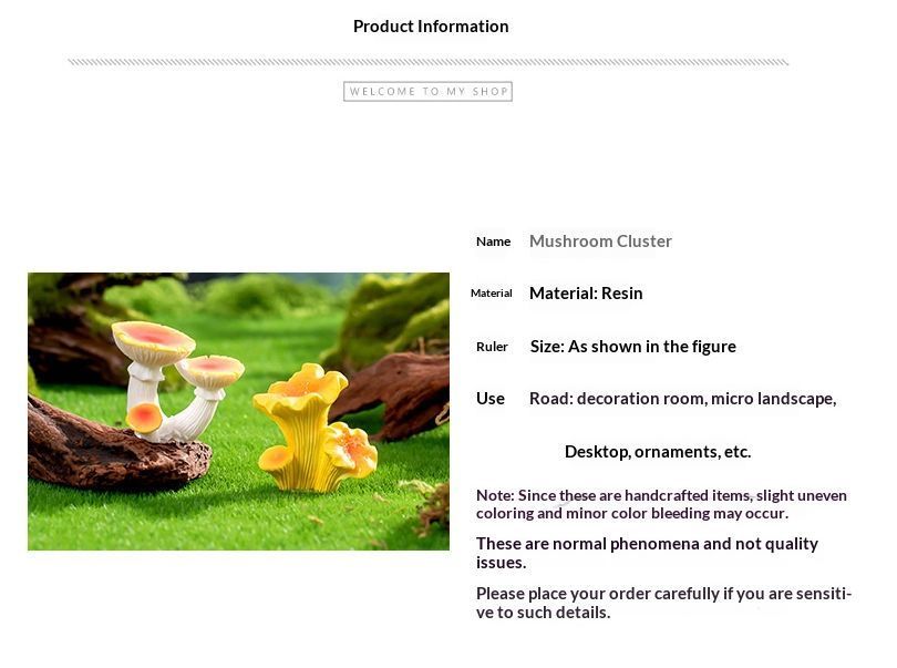 10pcs Artificial Mushroom Ornament-Type 7