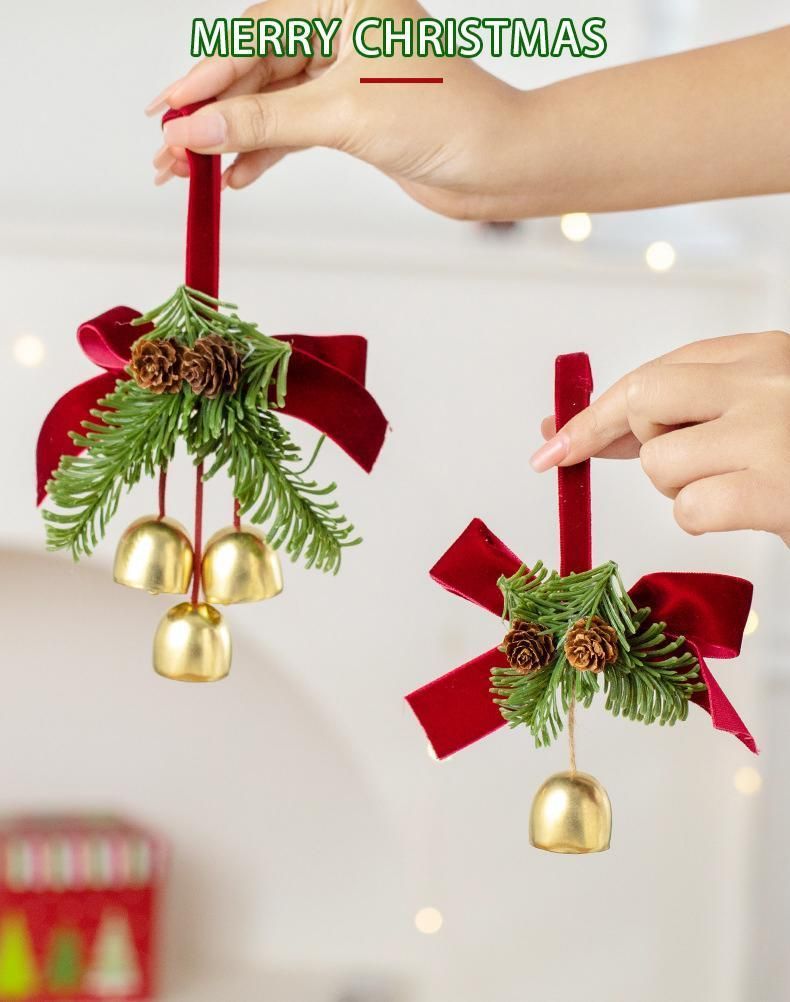 D6 Wood Strip Pinecone Double Bells Red 2 Pack
