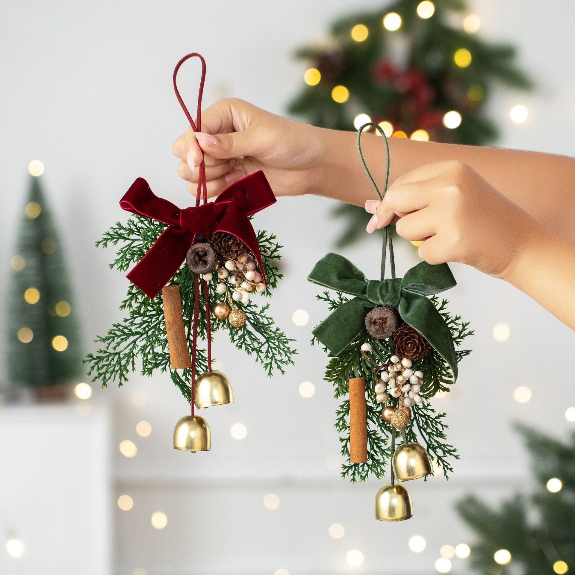 D9 Christmas Pine Wreath Ornament Green 2 Pack