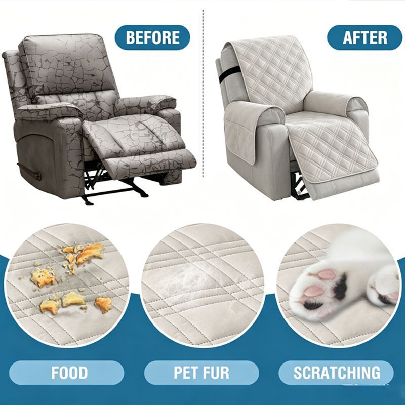 Electric Recliner Sofa Cover - French Grey