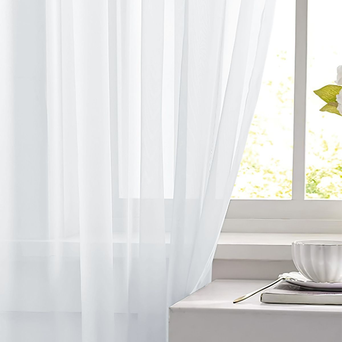 Mandy Orange Light Transparent Window Sheers, 2 Pieces, Multiple Sizes Available