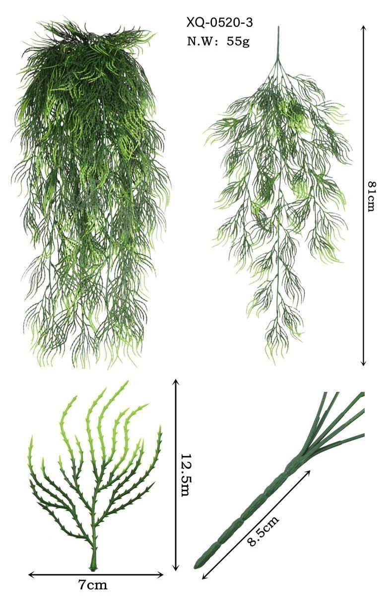 5-Fork Fish Tail Leaf Hanging Vine 3 pieces