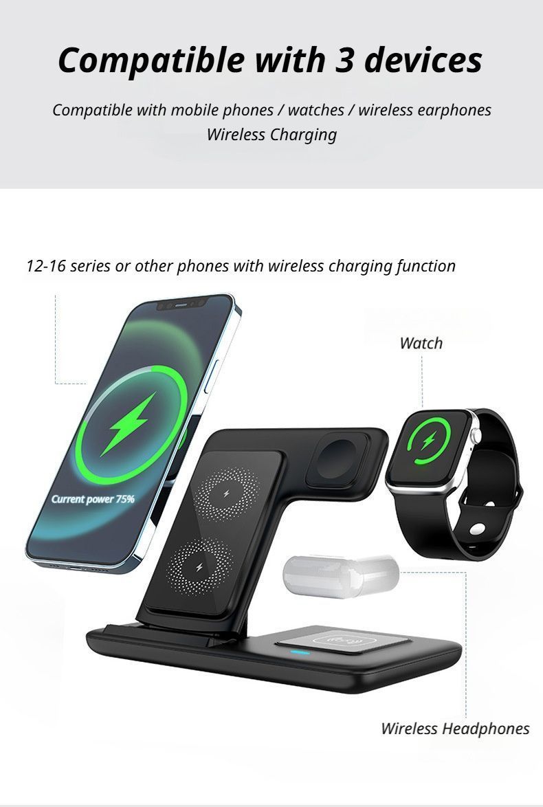 Black 3-in-1 Wireless Charger