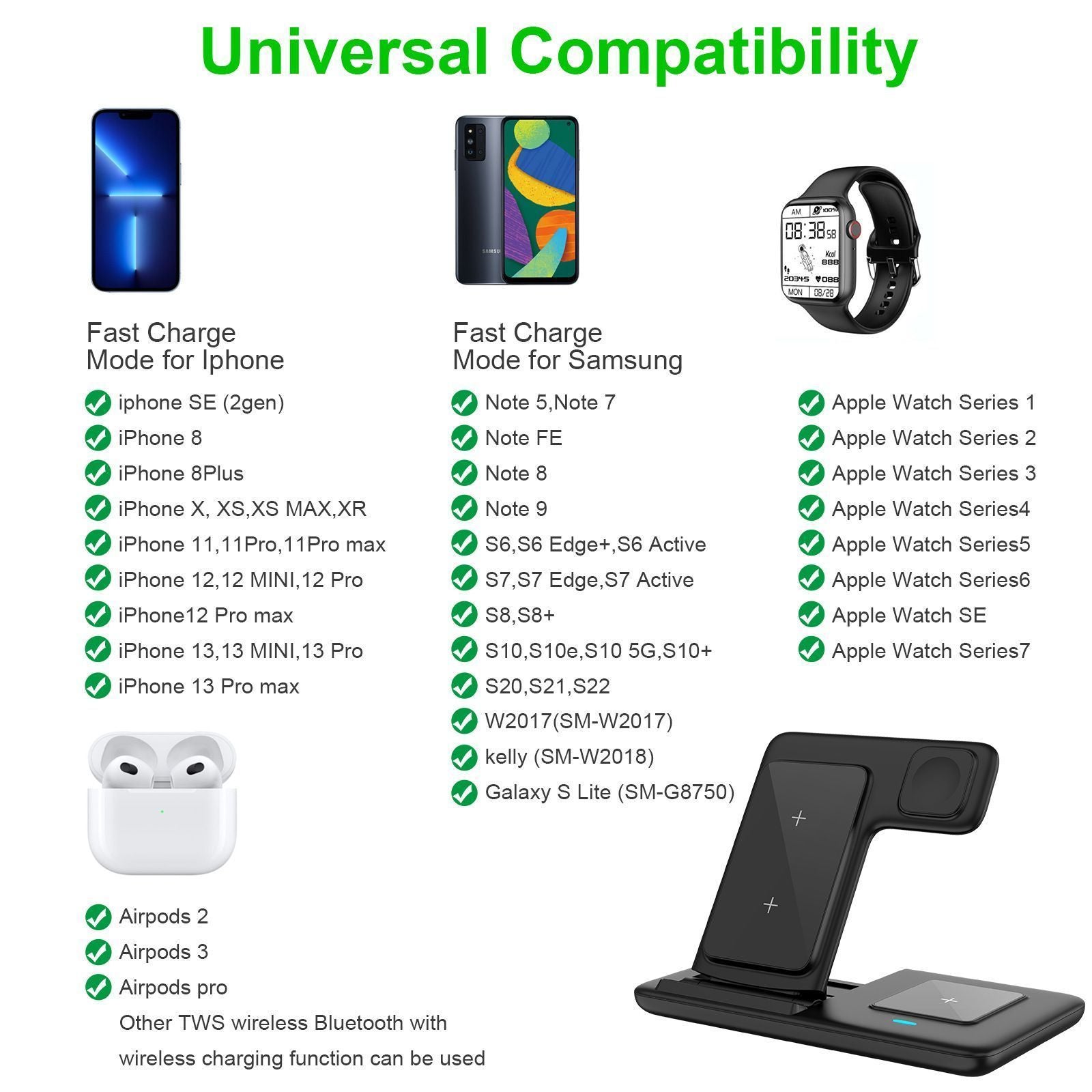 Black 3-in-1 Wireless Charger