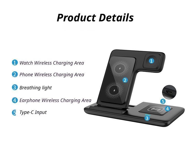 White 3-in-1 Wireless Charger