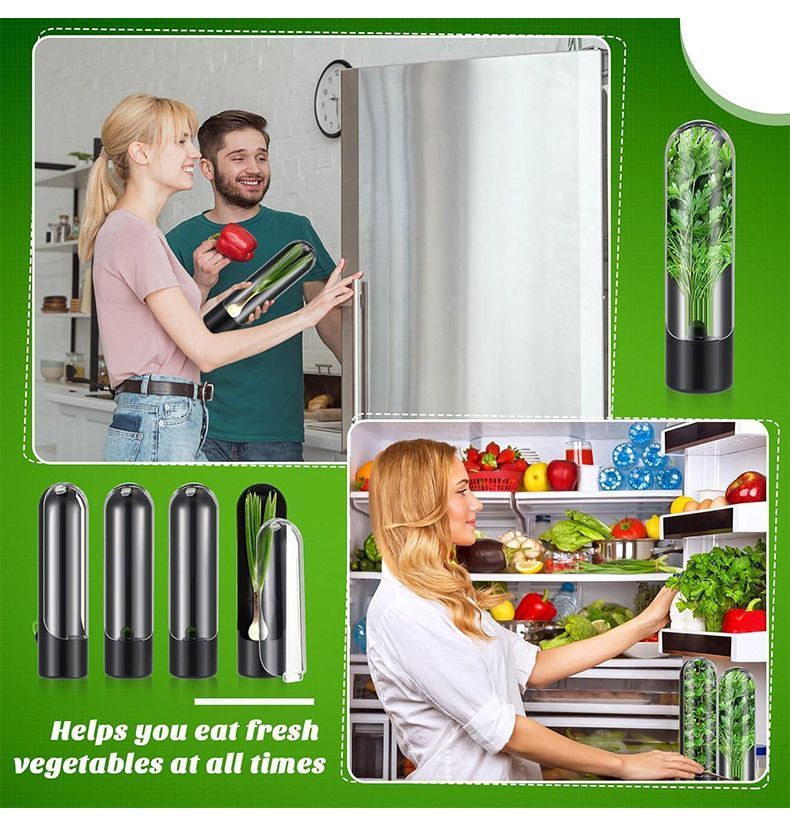 4Pcs Herb & Vegetable Fresh Storage Containers-White