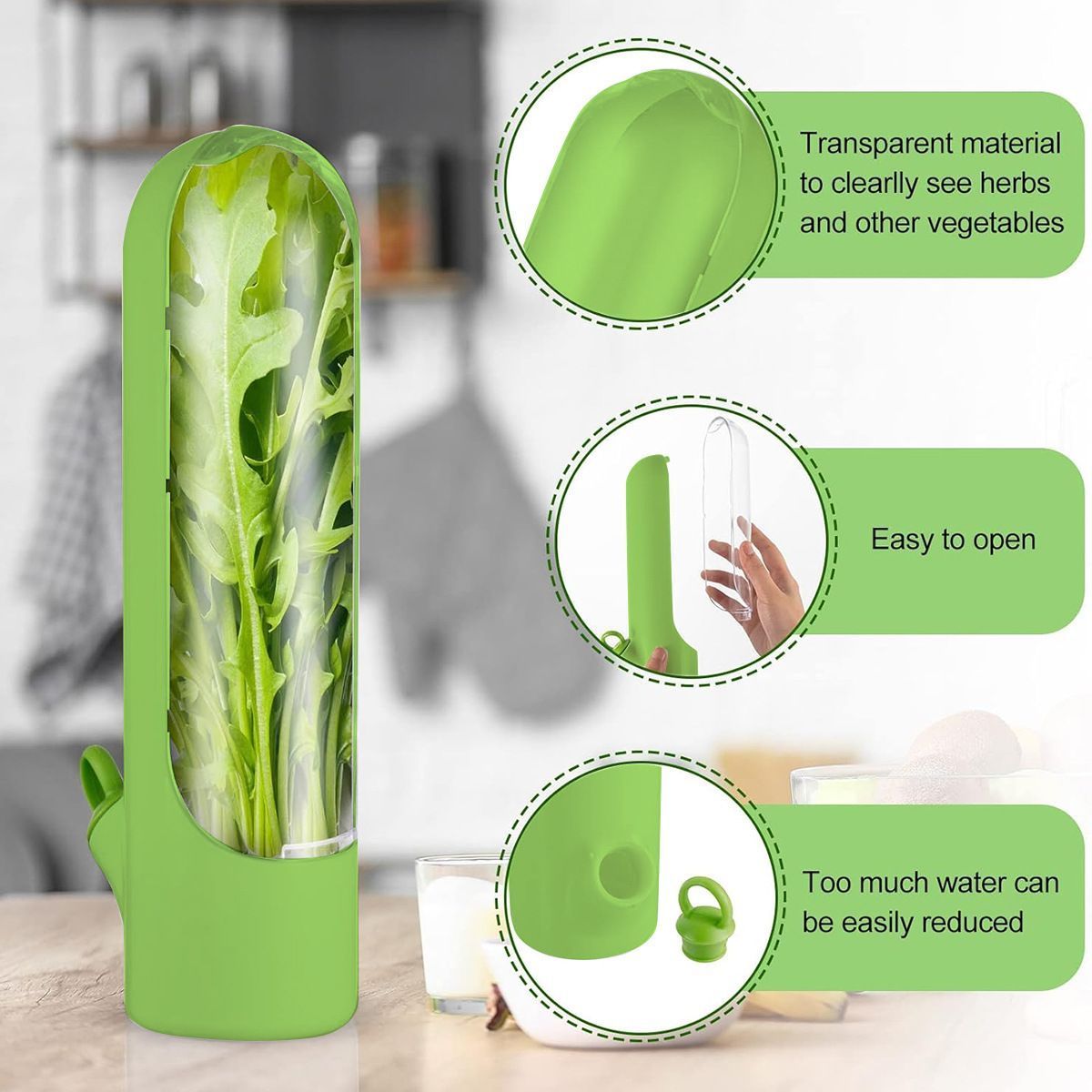 4Pcs Herb & Vegetable Fresh Storage Containers-Pink