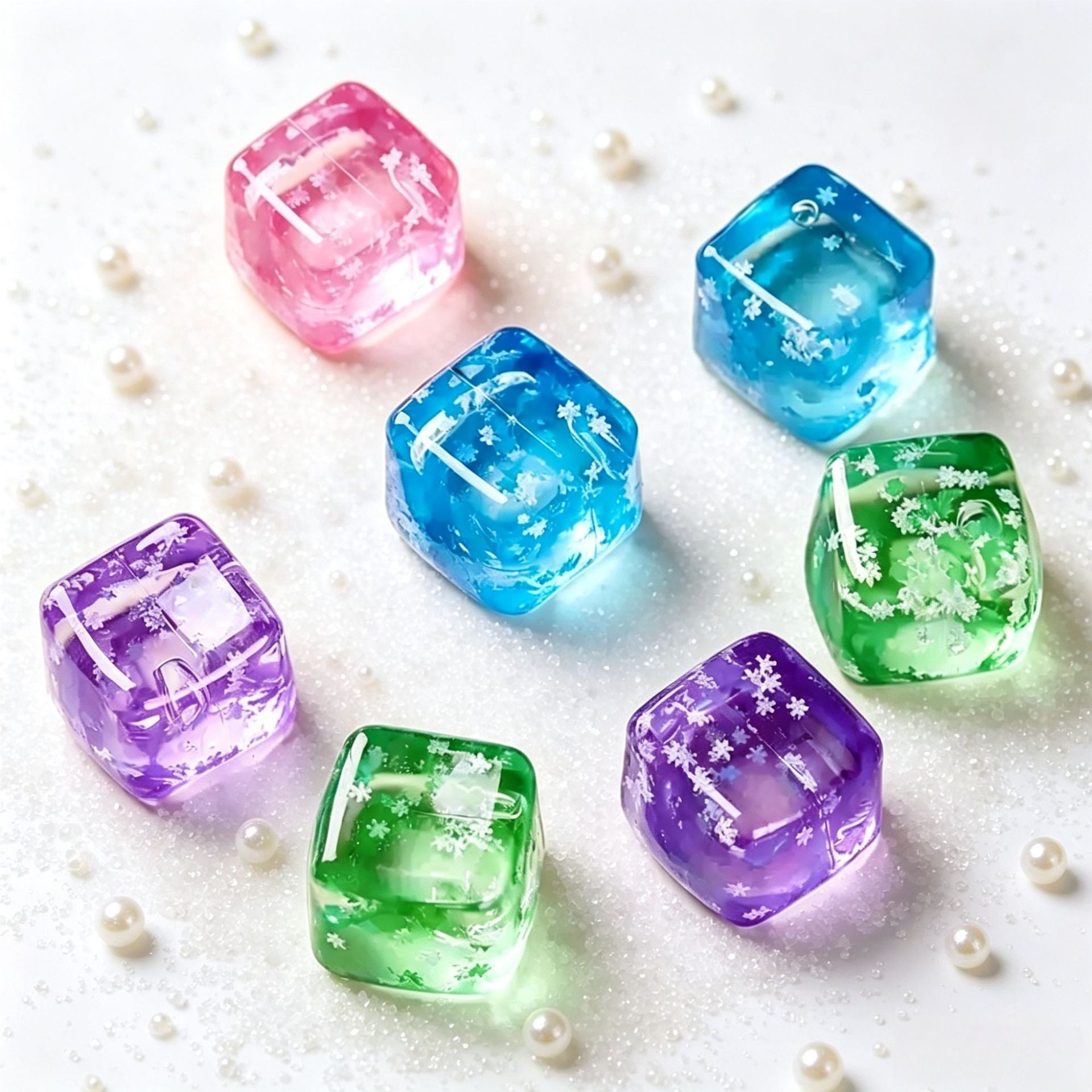Snowflake Ice Cube Squishy Toy Blue