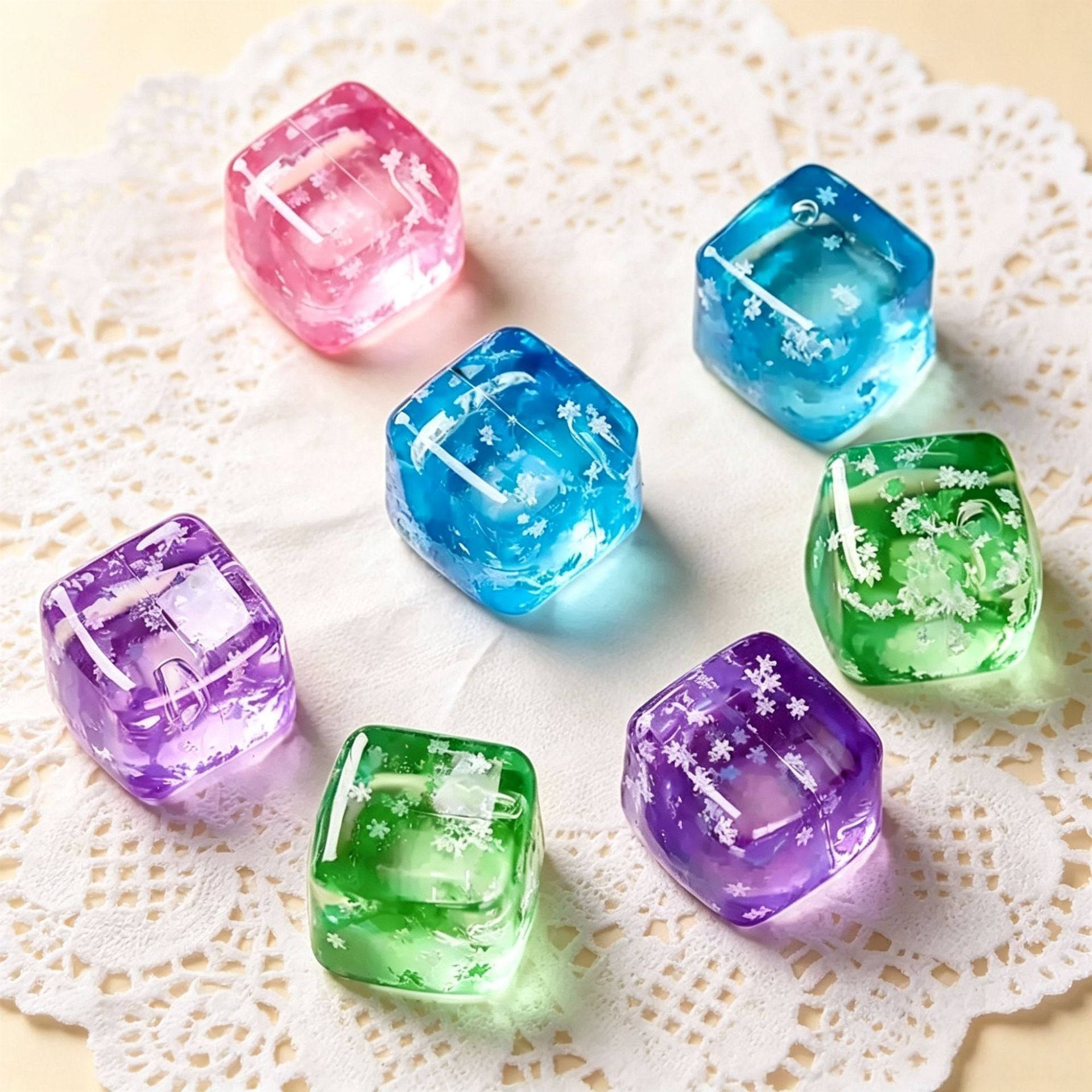 Snowflake Ice Cube Squishy Toy Purple