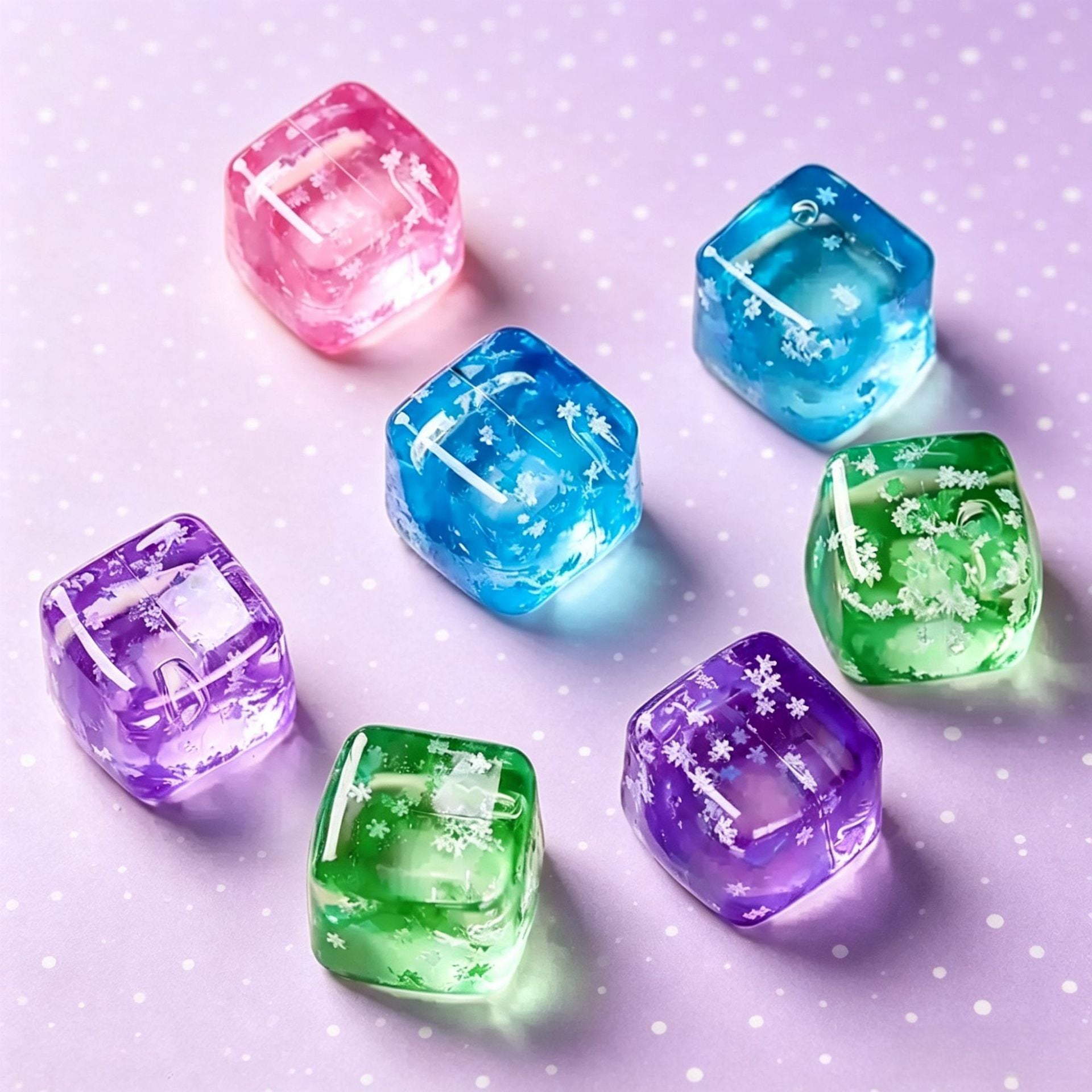 Pink Glitter Snowflake Ice Cube Squishy Toy